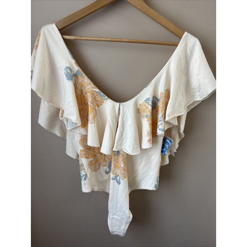 Free People Intimately Matilda Bodysuit Womens M NWT Floral Ruffle Print